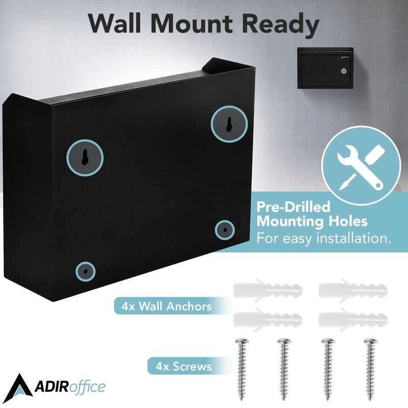 Adir Corp. Adir Suggestion Box with Slot and Lock - Drop Box with Lock, Cash Dropbox - 9.8x7.5x3.4 Inches Wall Mount Donation Box - Metal Deposit Box in Black - Image 3